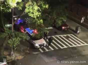 New York police officer uses patrol car loudspeaker to shout 'Trump 2020'