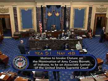 US Senate votes 51-48 to advance the nomination of Amy Coney Barrett to the Supreme Court before final vote Monday