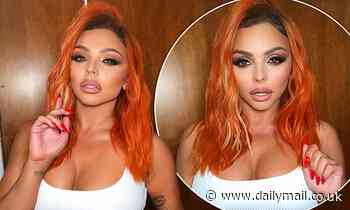 Jesy Nelson sports fiery orange tresses as she flashes her abs in white crop-top