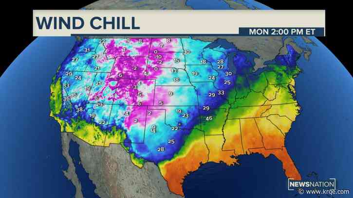 Map shows early frigid blast sweeping half the country
