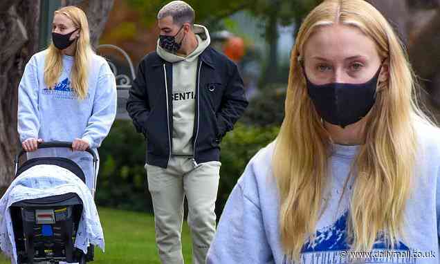 Sophie Turner enjoys a stroll with husband Joe Jonas and their newborn daughter Willa - Daily Mail