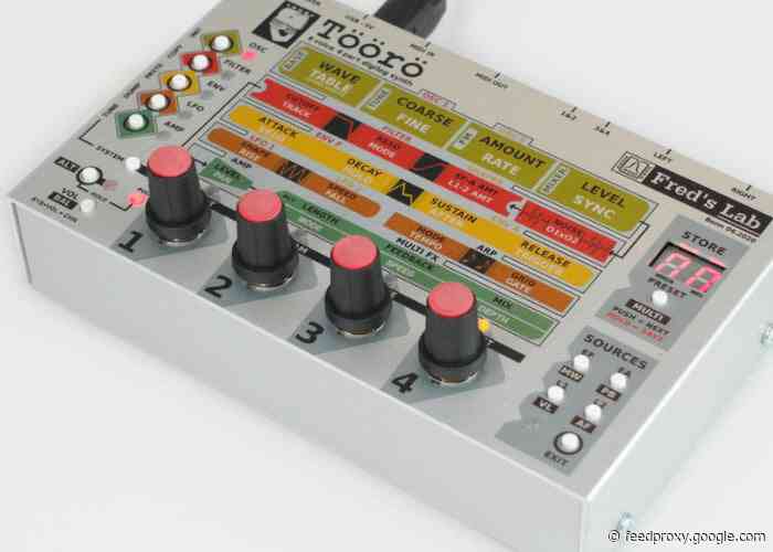 Tooro hybrid polyphonic 6 voice 4 part synthesizer with 12bit oscillators