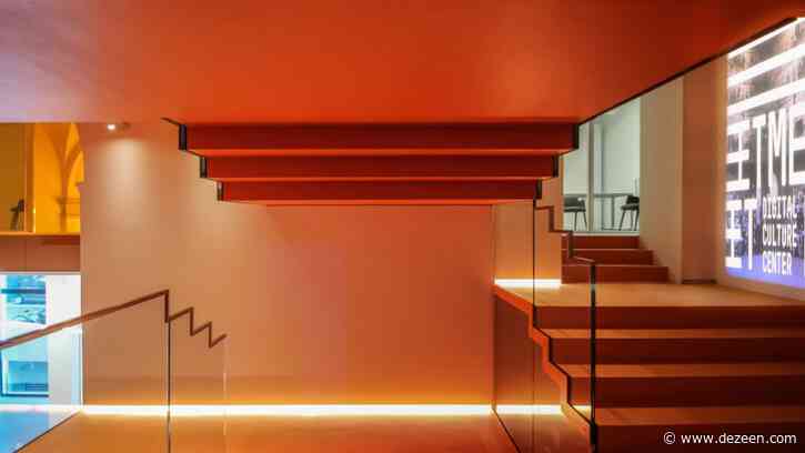 Carlo Ratti unveils digital arts centre with zigzag orange staircase
