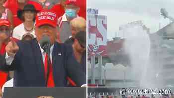 Trump and Supporters Sprayed with Fire Truck Water at Hot Tampa Rally