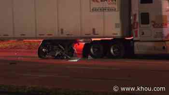 Dodge Charger crushed under big rig along I-10 frontage road, driver critically hurt - KHOU.com