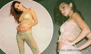 Emily Ratajkowski displays blossoming baby bump in a sheer crop top