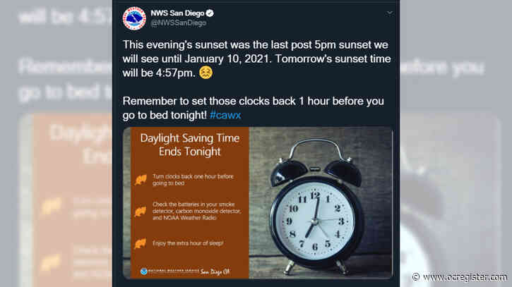 Daylight saving time ends, clocks should be set back