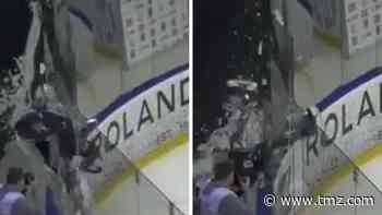 Hockey Player Smashes Through Glass During Goal Celebration, Whoops!