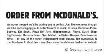 Burger King Encourages Fans in Europe to Support Its Competitors as Lockdowns Resume