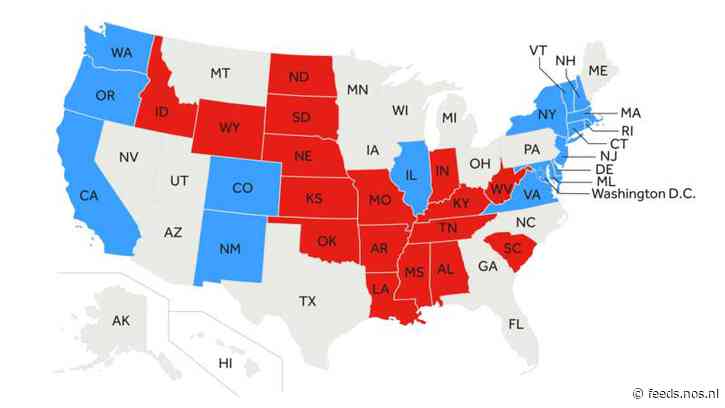 Op deze kaart vind je alle uitslagen van de verkiezingen in de VS
