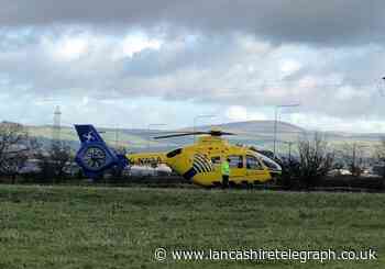 Motorcyclist taken to hospital after crash with van