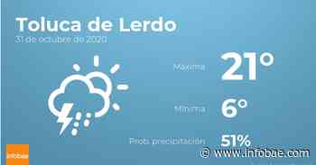 Previsión meteorológica: El tiempo hoy en Toluca de Lerdo, 31 de octubre - infobae