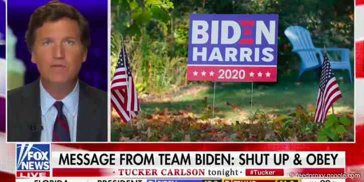 Fox News host Tucker Carlson says Biden and Harris want Americans 'drinking Starbucks every day from now until forever' in a baseless monologue about uniformity