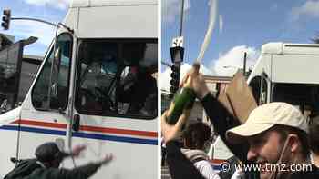 USPS Truck Sprayed with Champagne in L.A. as Biden Supporters Celebrate
