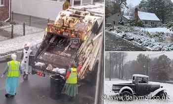 Rhode Island sees Halloween snowfall for first time in 9 years as garbage men dress as Frozen - Daily Mail