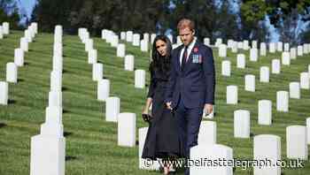 Harry and Meghan visit Los Angeles National Cemetery to mark Remembrance Sunday