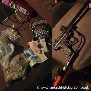 Three arrested as smoke grenade, drugs and knives found inside car