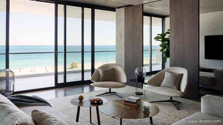 MW Works uses dark wood and sandy walls for interiors of Ocean Drive apartment in Miami Beach