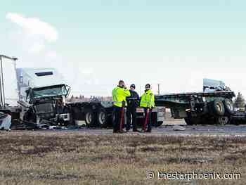 Man killed in three-semi collision was using cell phone at time of crash, Saskatoon police say