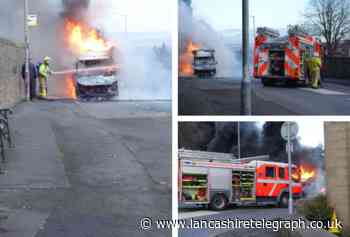DRAMATIC photographs of Great Harwood van fire