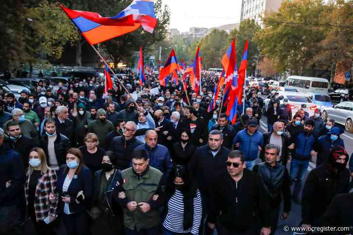 Armenians protest Nagorno-Karabakh truce terms for a 3rd day