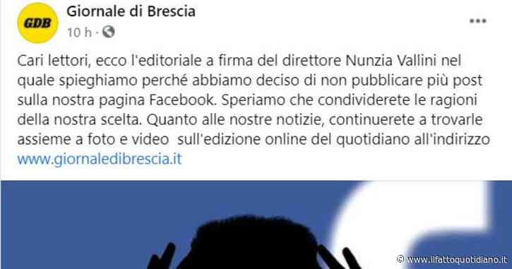 La scelta del Giornale di Brescia: se ne va da facebook. “Falsità e insulti: non vogliamo più essere corresponsabili, impossibile moderare”