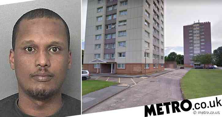 Knifeman scared off by neighbour who was wearing only a towel