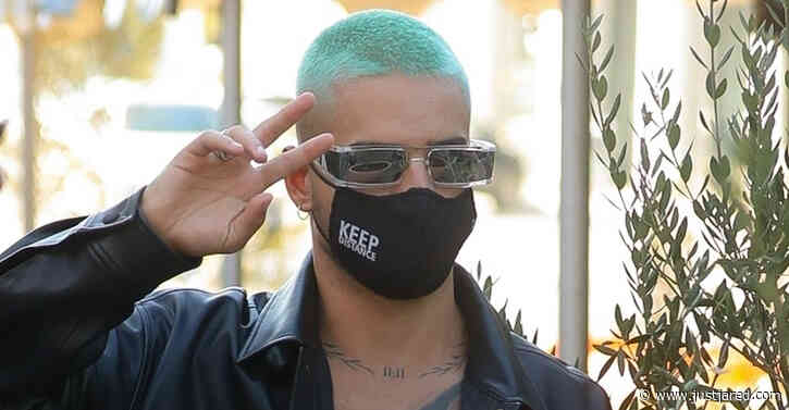 Maluma Shows Off Teal-Dyed Hair While Out to Lunch in WeHo