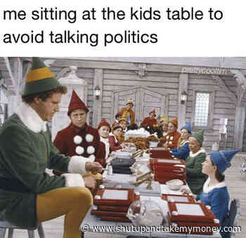 Me Sitting At The Kids Table To Avoid Talking Politics – Thanksgiving Meme