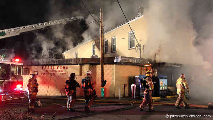Firefighters Battling Heavy Smoke And Flames At Trail View Convenience Store In Elizabeth