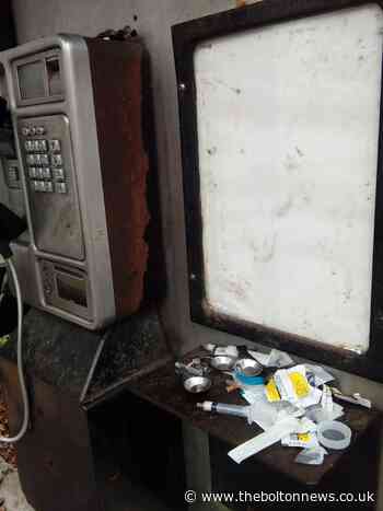 Drug paraphernalia including used needles dumped inside Astley Bridge phonebox