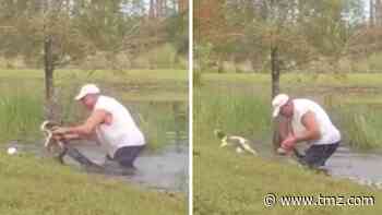 Man Saves Puppy from Alligator by Prying Jaws Open Barehanded