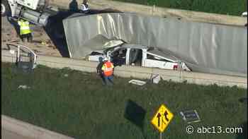 Big rig falls on top of pickup on Houston freeway ramp - KTRK-TV