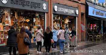 Belfast shopping queues pictured as non-essential retail stores set to close in a week - Belfast Live