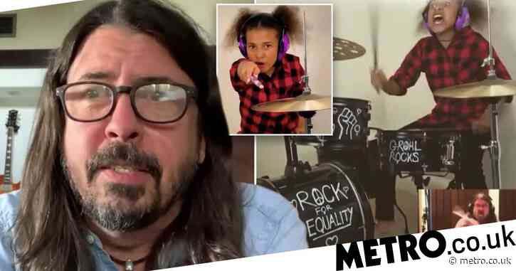 Foo Fighters’ Dave Grohl concedes in drum battle with amazing 10 year old drummer Nandi Bushell