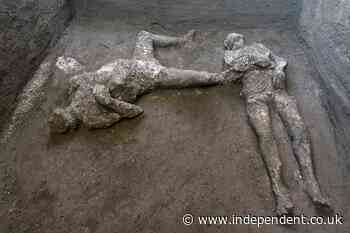Bodies of man and slave unearthed from ashes at Pompeii