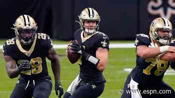 Hill runs for 2 TDs, lifts Saints to win in 1st start
