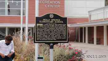 Historic marker now stands at the site of former Holly Springs school for Black children