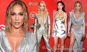 Jennifer Lopez, Dua Lipa, and Cara Delevingne bring the sparkle on the red carpet of the 2020 AMAs - Daily Mail