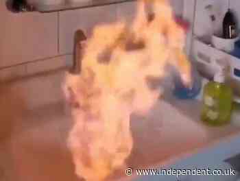 Chinese residents appear to set tap water on fire after gas leaks into supply