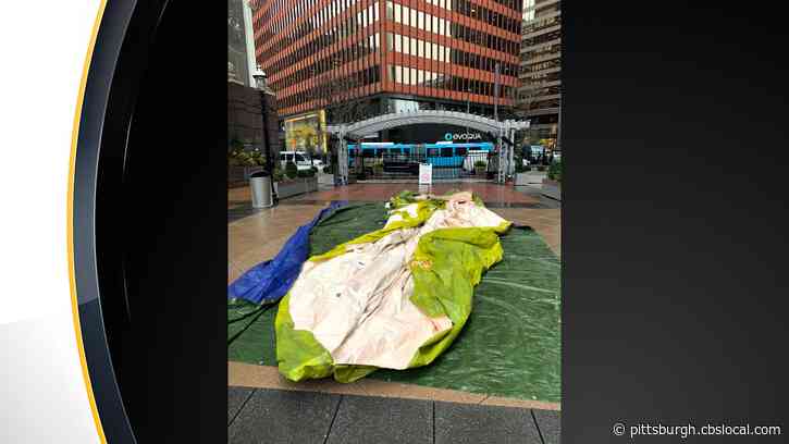 ‘Dillflated’: Downtown’s Giant Pickle Ornament Balloon Rips, Is Grounded For Holiday Season