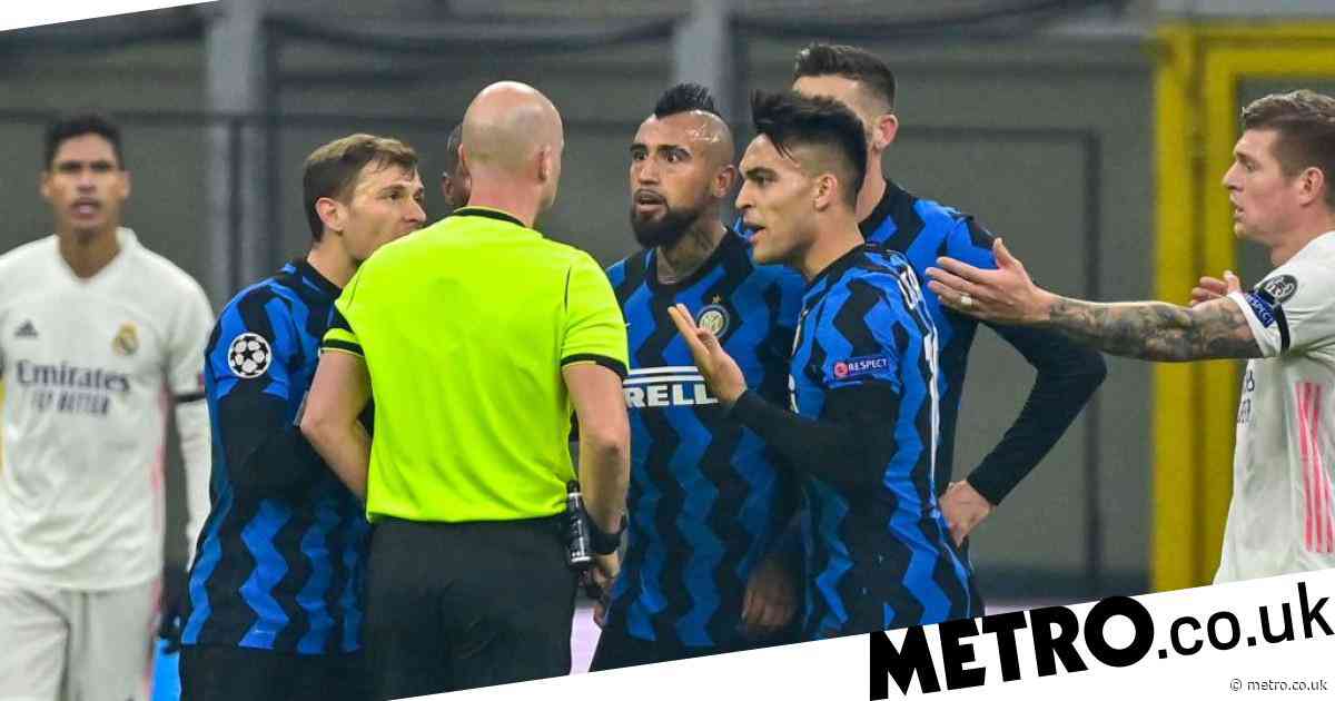 Inter Milan ace Arturo Vidal sent off for squaring up to referee Anthony Taylor in Real Madrid clash