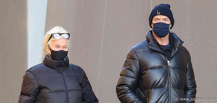 Hugh Jackman & Wife Deborra-Lee Furness Bundle Up for Morning Dog Walk