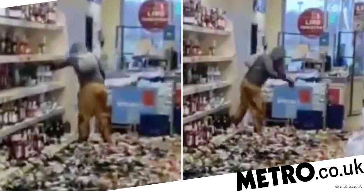 Woman smashes up Aldi alcohol aisle smashing 500 bottles in five minutes