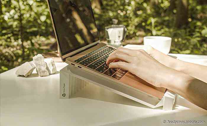 g.flow stone environmentally friendly laptop stand made from 100% recycled materials