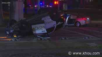 Driver flees after causing crash that flipped Houston police cruiser, officers say - KHOU.com