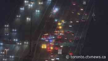 Two children taken to hospital following collision on Highway 401 in Pickering