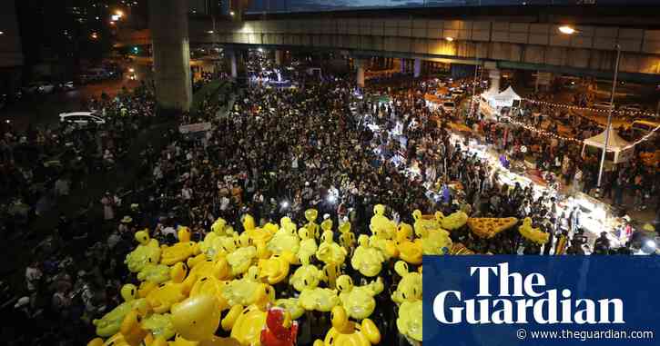 Thai protesters flood street with rubber ducks in 'coup prevention' drill