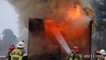 Tractor-trailer fire closes all lanes of I-95 N in Cumberland County