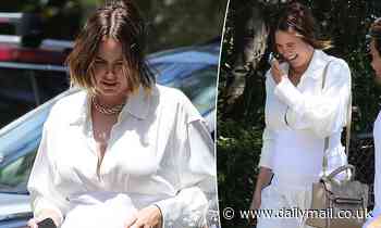 Pregnant Jesinta Franklin goes glam for  Ripples lunch in Sydney's scorching heatwave